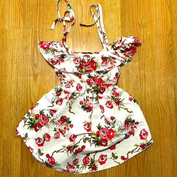 Floral Off-Shoulder with Ties Baby Romper - Picture 2 of 2